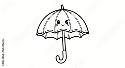 cute cartoon umbrella with smiling face for kids stationery and cheerful rainy day illustrations