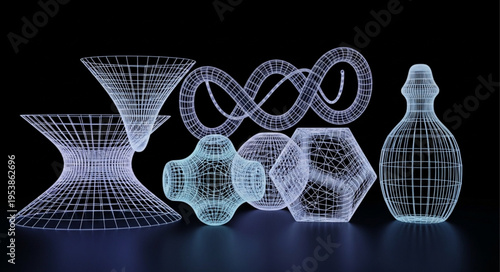 Geometric Light Sculptures - A Symphony of Illuminated Forms.