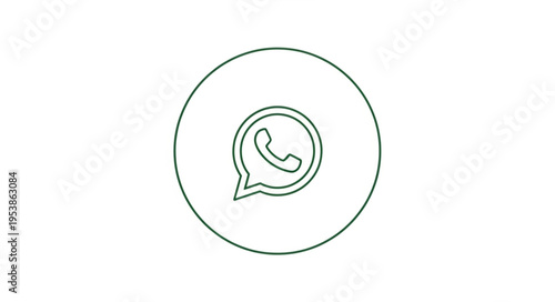 Minimalist WhatsApp Icon in Circle Outline for Communication App.