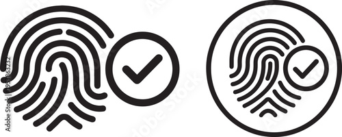 fingerprint security verification check mark icon set vector collection