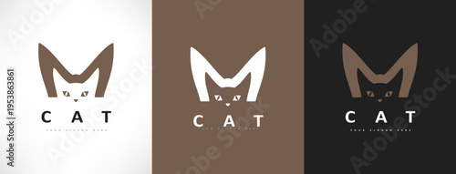 Cat logo vector animal design