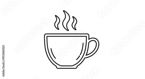 Simple line art coffee cup icon.