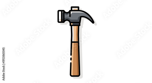 Hammer with wooden handle and metal.
