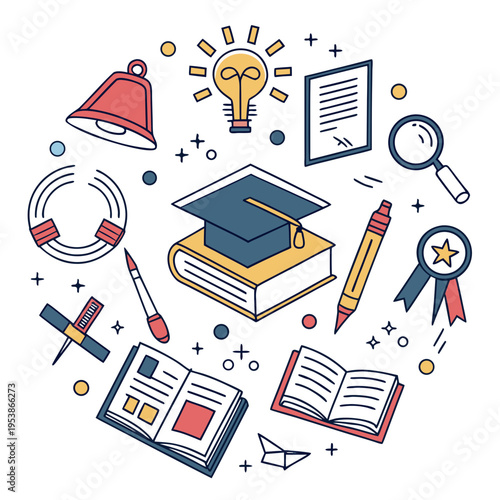 Education in a circle learning school books graduation