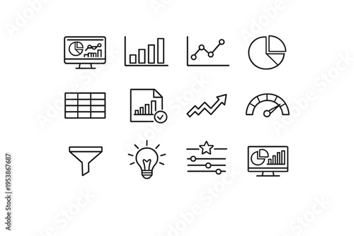  Distributed Computing. Line outline icon set of Distributed Computing: server cluster,
