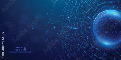 Futuristic Global Technology Interface with Digital Network, Data Flow Visualization and Abstract Cyber Tech Background