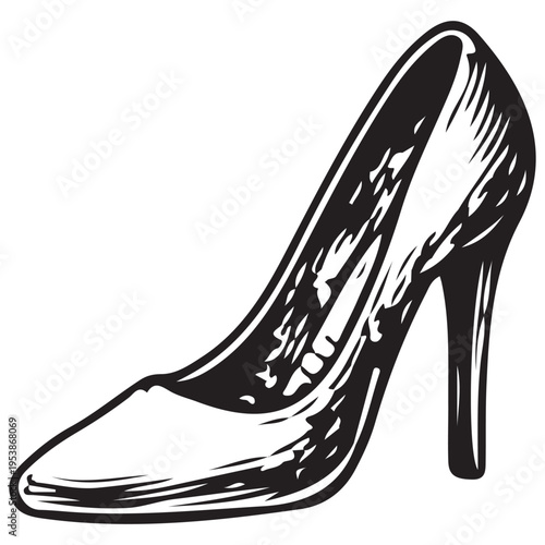 Elegant High Heel Shoes Luxury Fashion Footwear Stylish Pumps Engraved Illustration