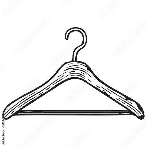Minimalist Clothes Hanger Wardrobe Organizer Fashion Accessory Engraved Illustration