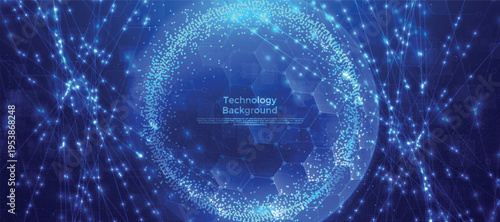 Futuristic Global Digital Network Technology Background with Data Connections and Cyber Communication