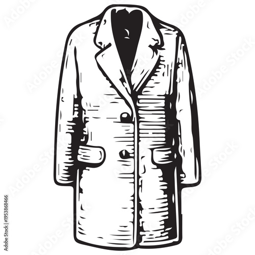Classic Overcoat Jacket Formal Fashion Apparel Elegant Style Engraved Illustration