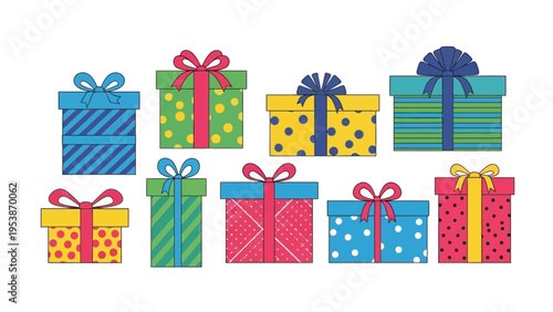 Colorful Gift Boxes with Ribbons - Festive Presents Assortment
