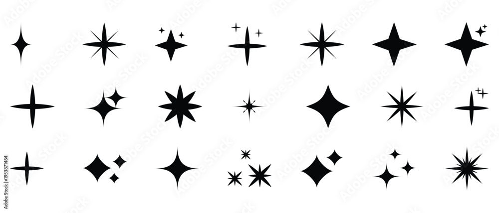 Fototapeta premium black starburst shapes, sparkle effects, graphic design elements