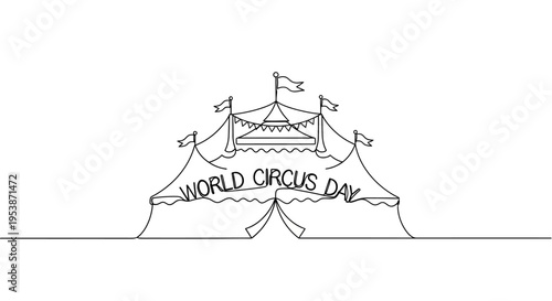 World Circus Day Celebration - Minimalist Tent Illustration