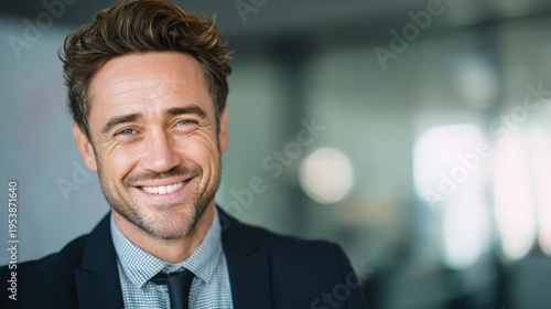 Smiling man in suit transparent background