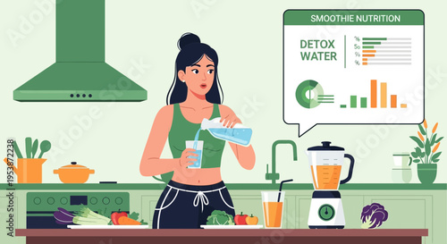 Woman pouring water into glass for detox drink.