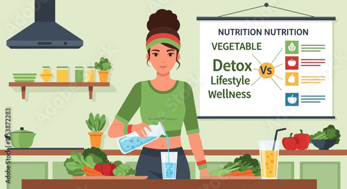 Woman pouring water into glass healthy lifestyle concept 1.