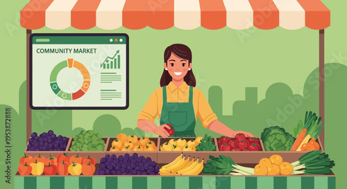 Woman selling fresh produce at a market stall 1.