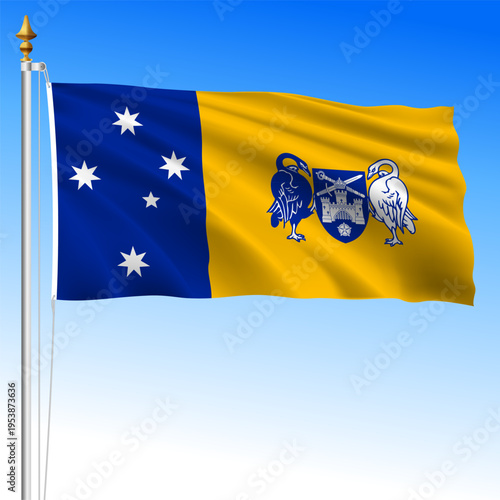 Capital territory of Canberra, Australia, waving flag, Oceania, vector illustration