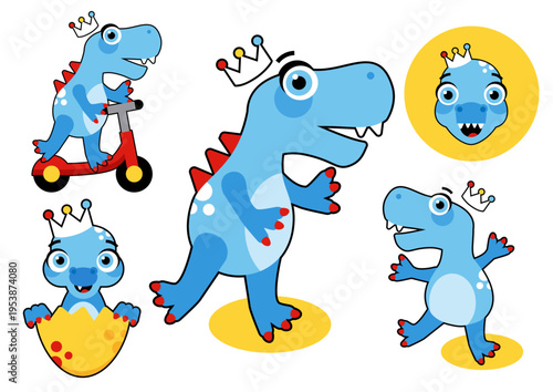 Dinosaur vector illustrations for dino party, children holiday, dinosaurus related materials