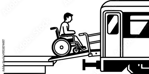 Accessible Train Boarding Ramp Silhouette