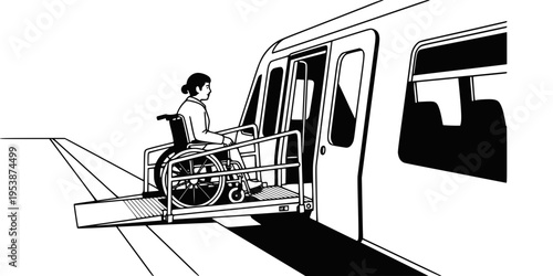 Accessible Train Boarding Ramp Silhouette