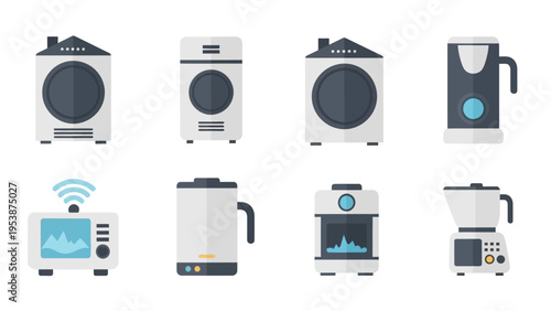 Set of Flat Icons: Home Appliances and Electronics