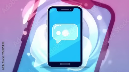 Smartphone with Messaging App on Screen Animation.