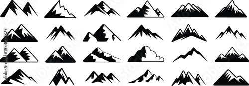 Minimal Mountain Silhouette Vector Icon set