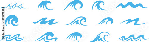 Ocean Wave Minimalist vector Icon set