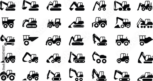 Construction Equipment Vector Icon set