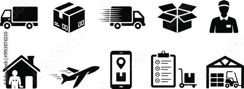 Logistics and Delivery vector Icon set