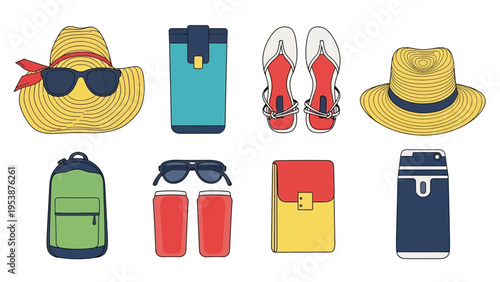 Summer Vacation Essentials: Hats, Sunglasses, Backpack, Drinks, and More