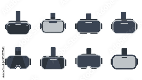Virtual Reality Headset Icons Set, VR Goggles Collection, Technology Gadgets