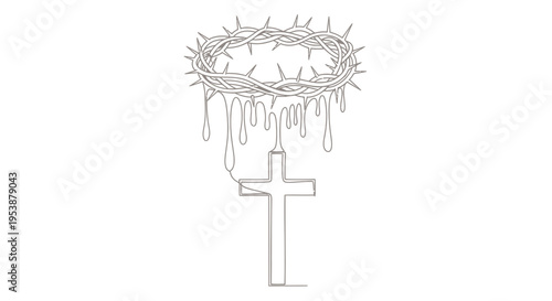 Crown of thorns on a cross.