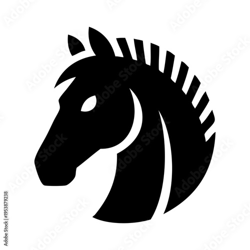 Logotipo con dibujo sencillo con silueta de la cabeza de un caballo de perfil