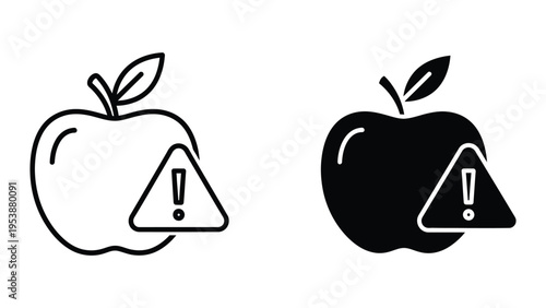 Warning apples with exclamation marks vector illustration
