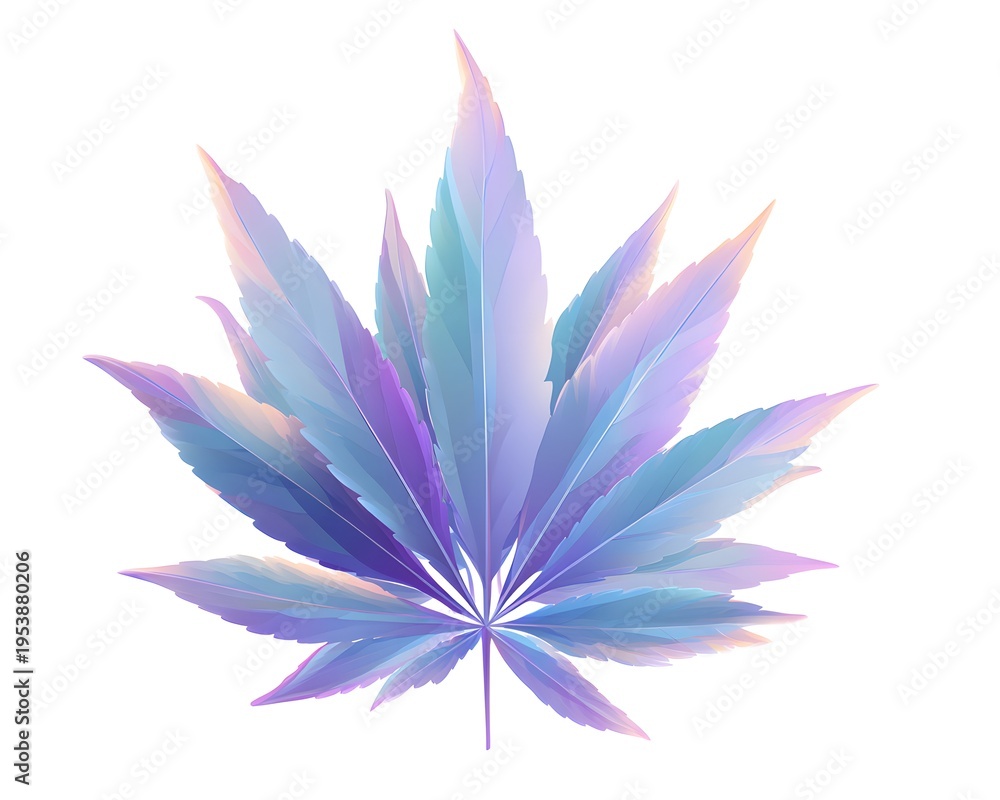 Fototapeta premium Ethereal Colorful Leaf With Gradient Hues on White Background