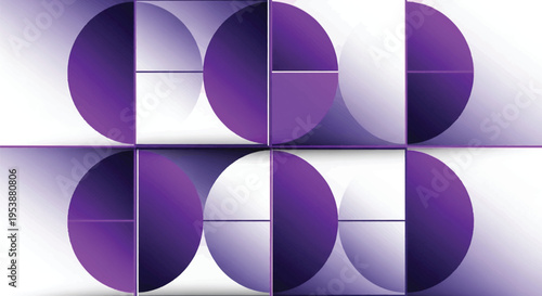 Symmetry in purple geometric circles pattern with split sections and deep violet color shades