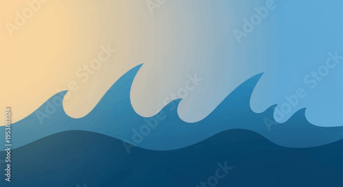 Stylized ocean waves and beach gradient background dynamic water movement landscape