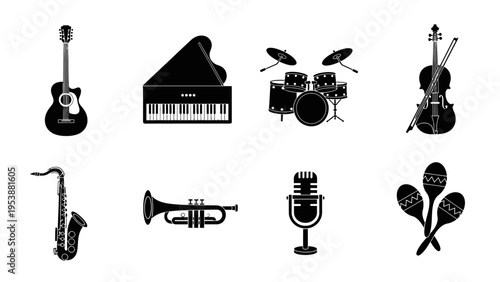 Collection of Musical Instruments and Audio Equipment Icons