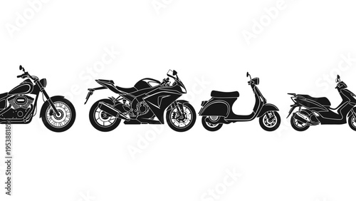 Diverse Motorcycle and Scooter Silhouettes Collection
