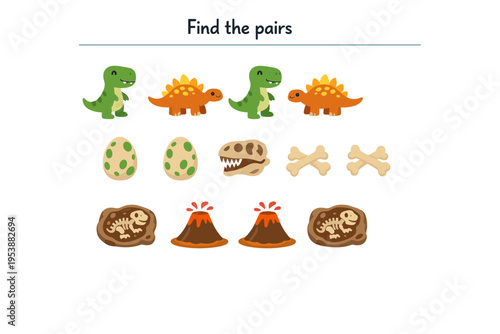 Colorful dinosaur themed educational game for children  