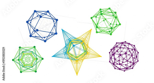 Geometric Shapes - A Colorful Exploration of Polyhedra and Star Forms.