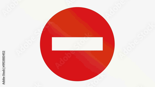 Red Stop Sign with White Bar - No Entry Traffic Symbol