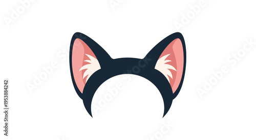 Cat ears headband vector illustration, flat design, for party, costume, animal, fun, cute, isolated, graphic