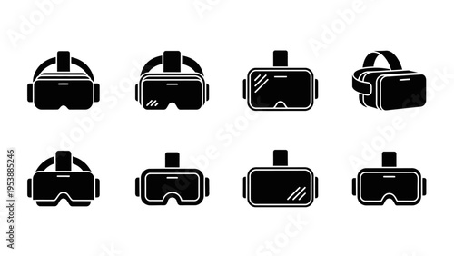 Virtual Reality VR Headset Icons Set - Technology and Gaming