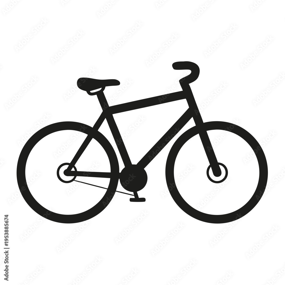 Obraz premium Bicycle Icon Minimal Black Flat Vector Simple Outline Transport Symbol