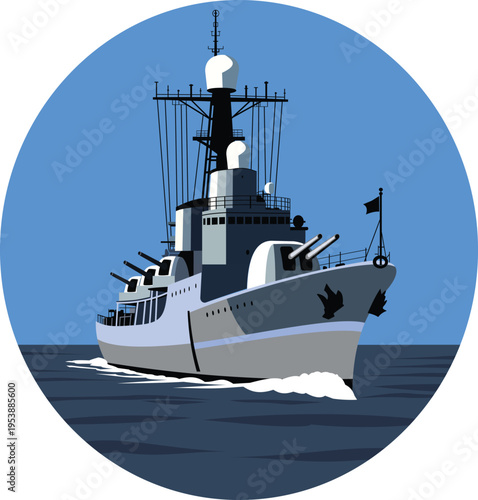 Destroyer Warship Vector Illustration EPS
