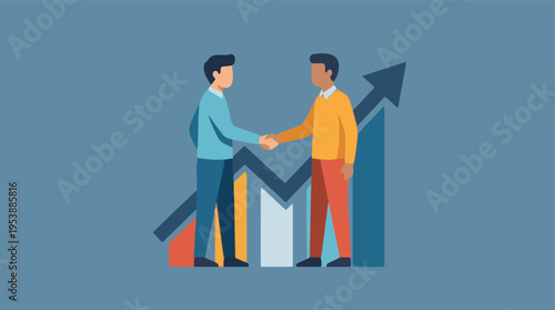 Business partnership and growth concept with two men shaking hands