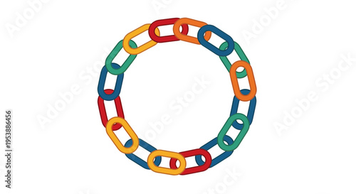 Chain links in a circle, Vector Illustration, Abstract Design, Connectivity Concept